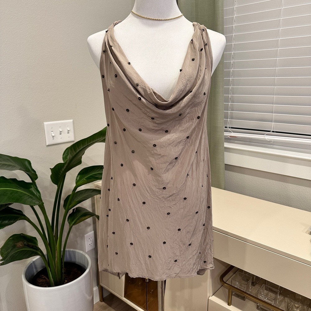 MM Couture/Miss Me Taupe Sleeveless Top